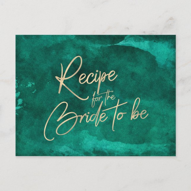 Postal Emerald Green Watercolor e Cartão de Receita Doura (Frente)