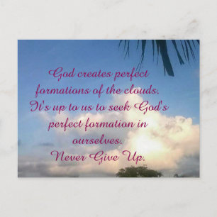 POSTAL ENCORAJAMENTO: "NUNCA DESISTA DE DEUS" CARTÃO DE 