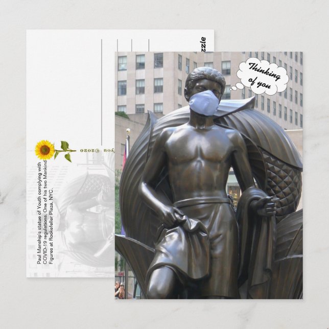 Postal Estátua da juventude, Pensando em você - V cartão  (Frente/Verso)