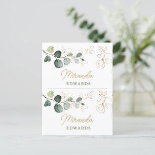 Postal Eucalyptus deixa cartão Floral Dourado