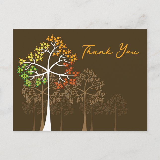 Postal Fall Autumn Tres Rustic Custom Obrigado Cartão Pos (Frente)