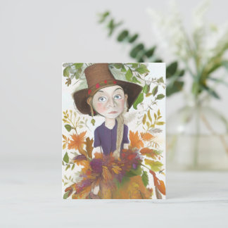 Postal Fazenda de outono com Cartão de Arte Flores