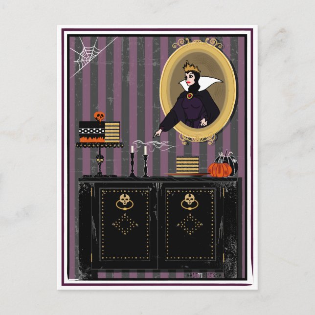 Postal Feiticeira Branca de Neve das Halloween e cartão p (Frente)