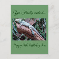 Feliz 18º Aniversário do cartão de lagarto