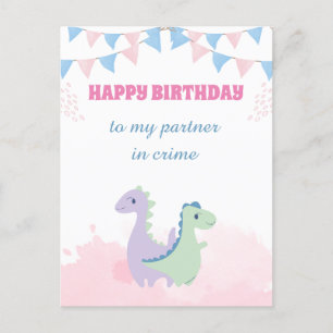 Postal Feliz Aniversário ao meu Parceiro de Crime Cartão 
