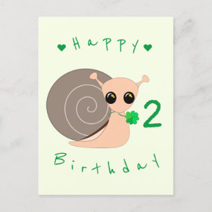 Postal Feliz Aniversário Cartão de Bebê Lucky Snail com V