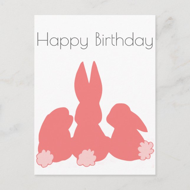Postal Feliz Aniversário - Cartão de Bunnies Fofo (Frente)