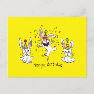 Postal Feliz Aniversário Saltitante Coelho Coelhos Cartão
