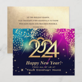 Postal Feliz ano novo 2024. Cartão corporativo personaliz