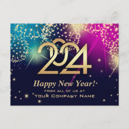 Postal Feliz ano novo 2024. Cartão corporativo personaliz