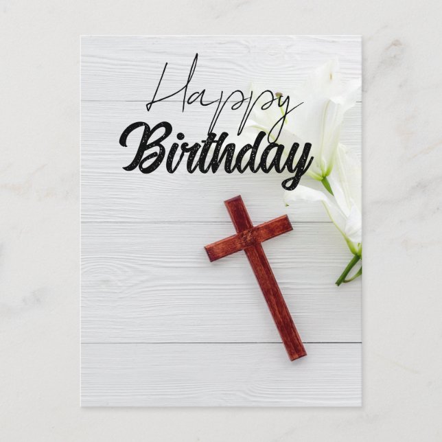Postal Feliz Cartão de Aniversário com Versículo da Bíbli (Frente)