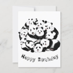 Postal Feliz Cartão de Aniversário Feliz Pandas Engraçado