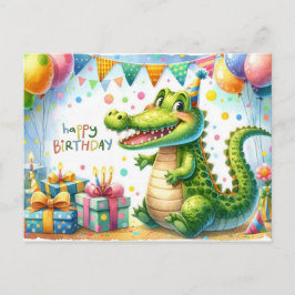 Postal Feliz Cartão de Festa de Alligador de Aniversário