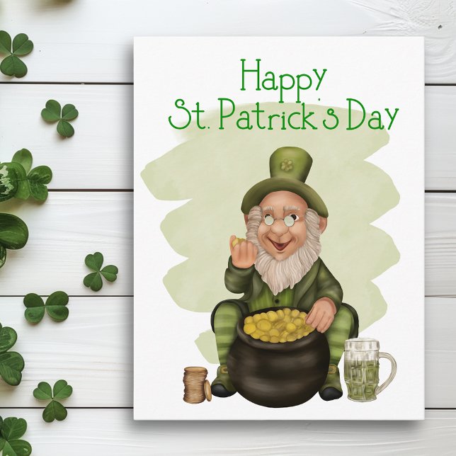 Postal Feliz Dia de São Patrício Leprechaun Verde Cartão  (Criador carregado)