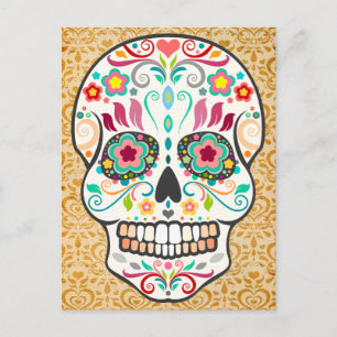 Postal Feliz Muertos - cartão feliz do crânio do açúc