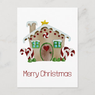 Postal Feliz Natal Casa de Biscoito de Natal Cartão posta