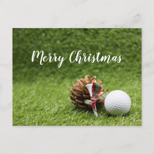 Postal Feliz Natal para o golfista com o cartão de golfe