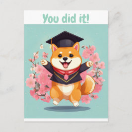 Postal feliz shiba inu se formando - cartão de graduação