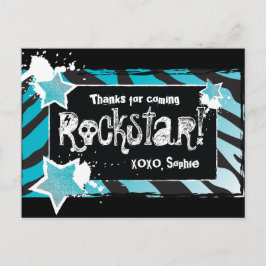 Postal Festa como Rockstar - Blue Obrigado Cartão de Post