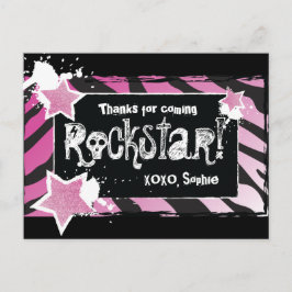 Postal Festa como Rockstar - Rosa, obrigado Cartão de Pos