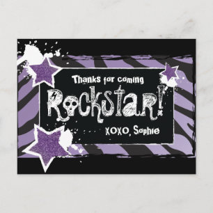 Postal Festa como Rockstar - Roxo Obrigado Cartão de Pos