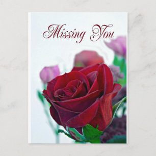 Postal Ficando sem um cartão com uma rosa vermelha clás