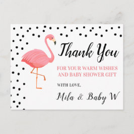 Postal Flamingo Chá de fraldas Obrigado Cartão Poste
