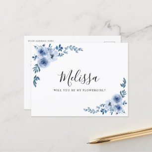 Postal floral azul empoeirado você será cartão florérico