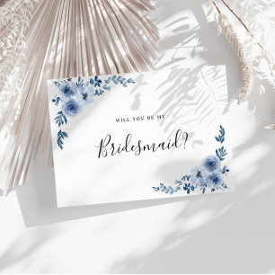 Postal floral azul empoeirado você será o cartão da dama