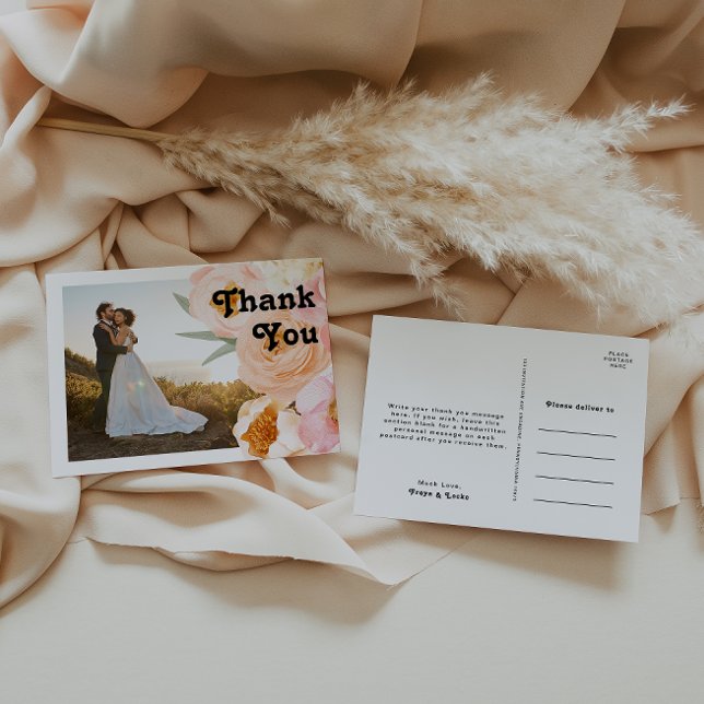 Postal Floral Colorido e Ousado | Cartão de agradecimento (Criador carregado)