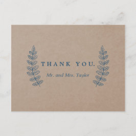 Postal Floral Rústico | Cartão de agradecimento de Kraft 