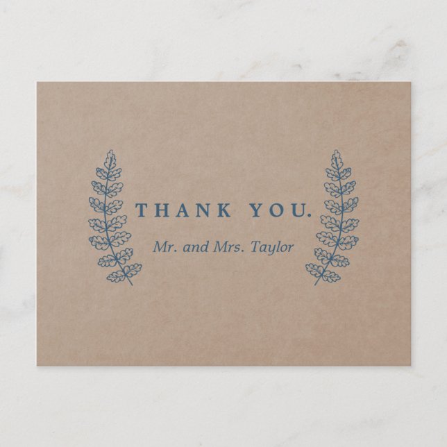 Postal Floral Rústico | Cartão de agradecimento de Kraft  (Frente)