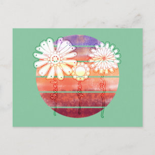 Postal Flores de Agradecimento ao Pôr do Sol - Cartão Pos