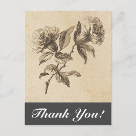 Postal Flores de Estilo Vintage + "Obrigado!" Cartão Post