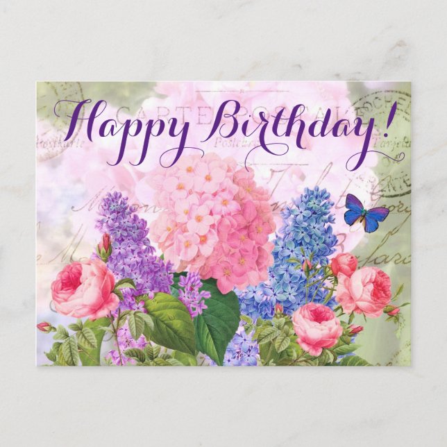 Postal Flores Pierre Redoute Cartão de aniversário (Frente)