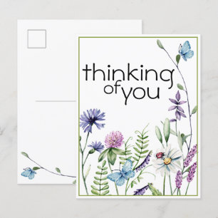 Postal Flores selvagens Pensando em você Postar cartão
