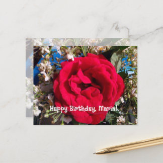 Postal Foto de rosas vermelhas elegantes cartão de aniver