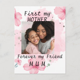 Postal Foto personalizada Cartão de dia de as mães cor-de