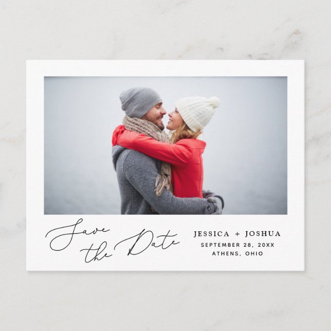 Postal Foto simples de script Salve o cartão de data (Frente)