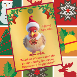 Postal Frango Engraçado no Cartão de Natal do Santa Hat