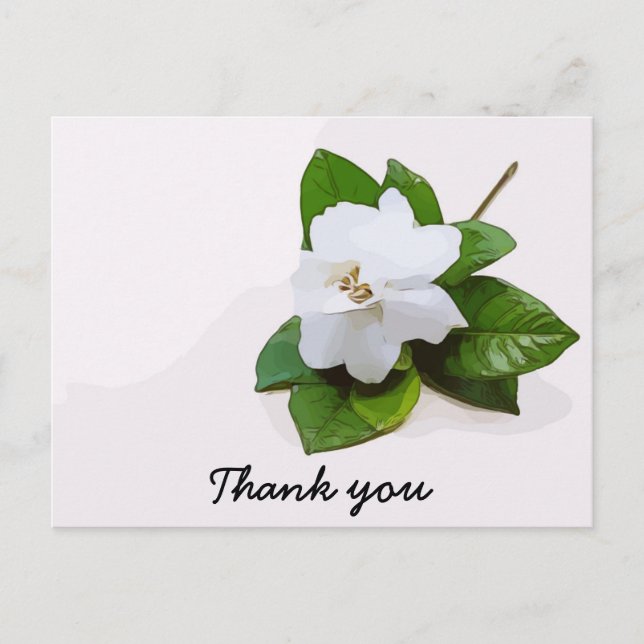 Postal Gardenia flores Simpatia Obrigado Cartão Simples (Frente)