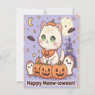 Postal gato awaii no Cartão de Dia das Bruxas de Pumpkin