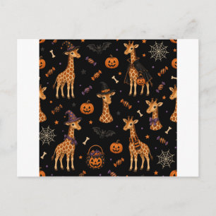 Postal Girafas de Fantasia de Halloween Fofa em Cartão Po