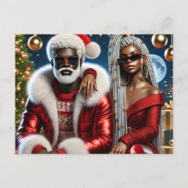 Postal Glam Santa & Mrs. Claus Cartão de Natal Luxuoso
