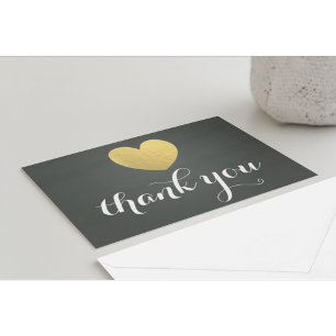 Postal Gold Foil Heart Obrigado Cartão de Posto