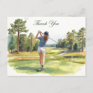 Postal Golfista no cartão de agradecimento aquarela do ca