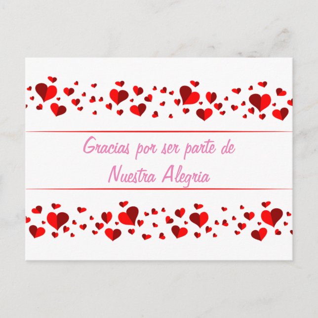 Postal Gracias por ser parte de Nuestra Alegria Cartão de (Frente)