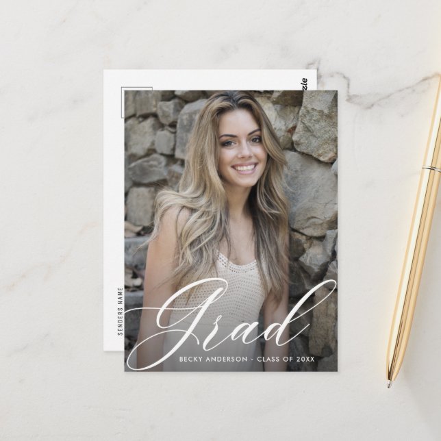 Postal graduação de texto de script salvar o cartão posta (Frente/Verso In Situ)