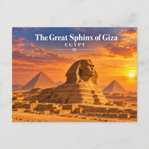 Postal Grande Esfinge de Gizé Egito Pôr do Sol Cartão Pos