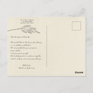 Postal Grass Line Art Photo Obrigado Cartão de Posto